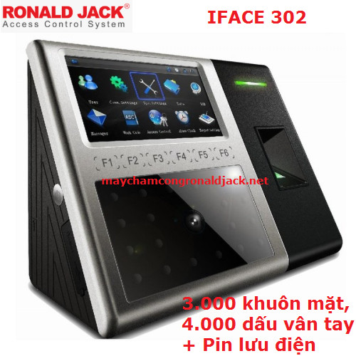 Máy chấm công Khuôn mặt, Vân tay Ronald Jack IFACE 302, 3000 Face, 4000 Finger