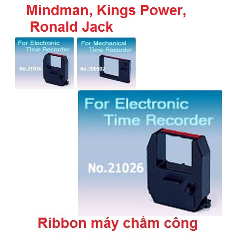 Ruy băng Ribbon dùng cho máy chấm công thẻ giấy Mindman, Kings Power, Ronald Jack